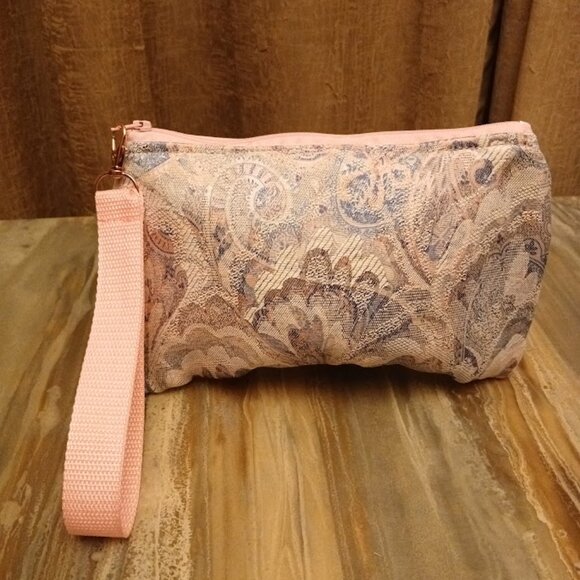 New Zippy Hanging Satin Wristlet Clutch Pouch Make-up Bags Floral Abstract print - Picture 11 of 14